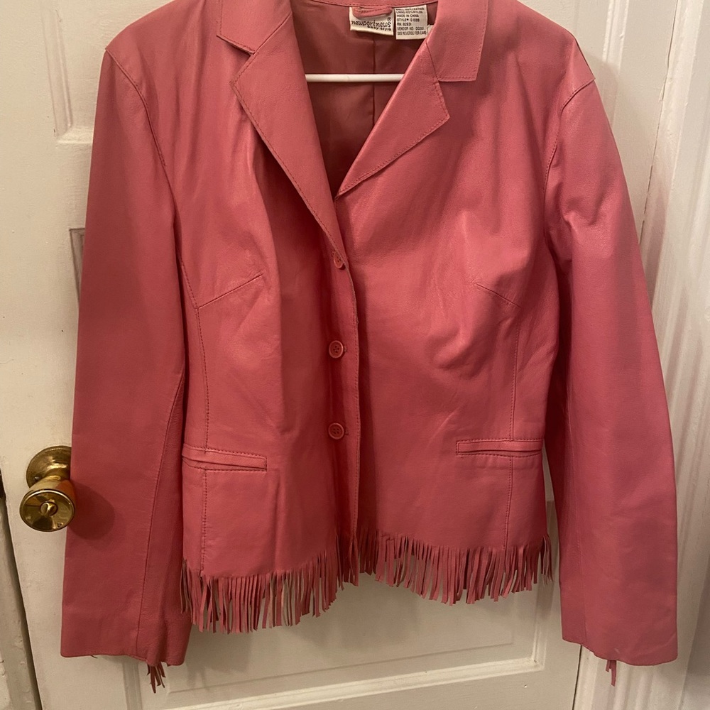 Newport News Pink  ( Tassle) Leather Coat! PLUS SIZE 18
